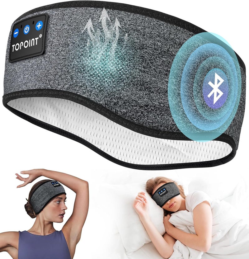 TOPOINT Sleep Headphones Headband Bluetooth 5.4, Sports Headband Earphones Sleeping Bluetooth Wireless with USB C for Women Men Sports Gifts Workout Jogging Yoga Insomnia Air Travel Meditation - Image 1