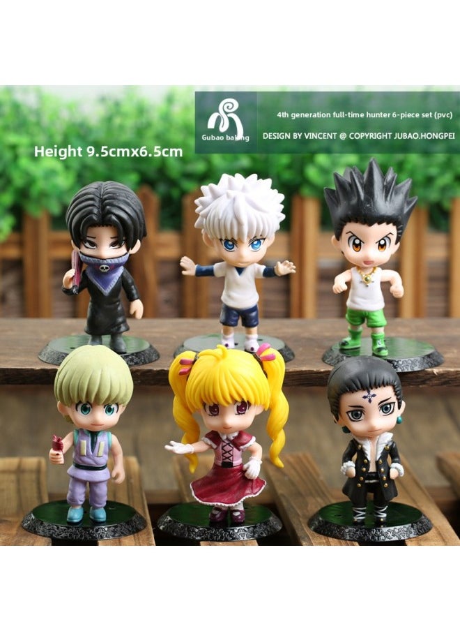 Full-time Hunter Hand-made Q Version Little Jiqi Xisuo Feitan Coola Leather Kama Qilei Ouli Decoration Doll-Color:4 Generation Full-time Hunter 6-Piece Set (PVC)  - Image 1
