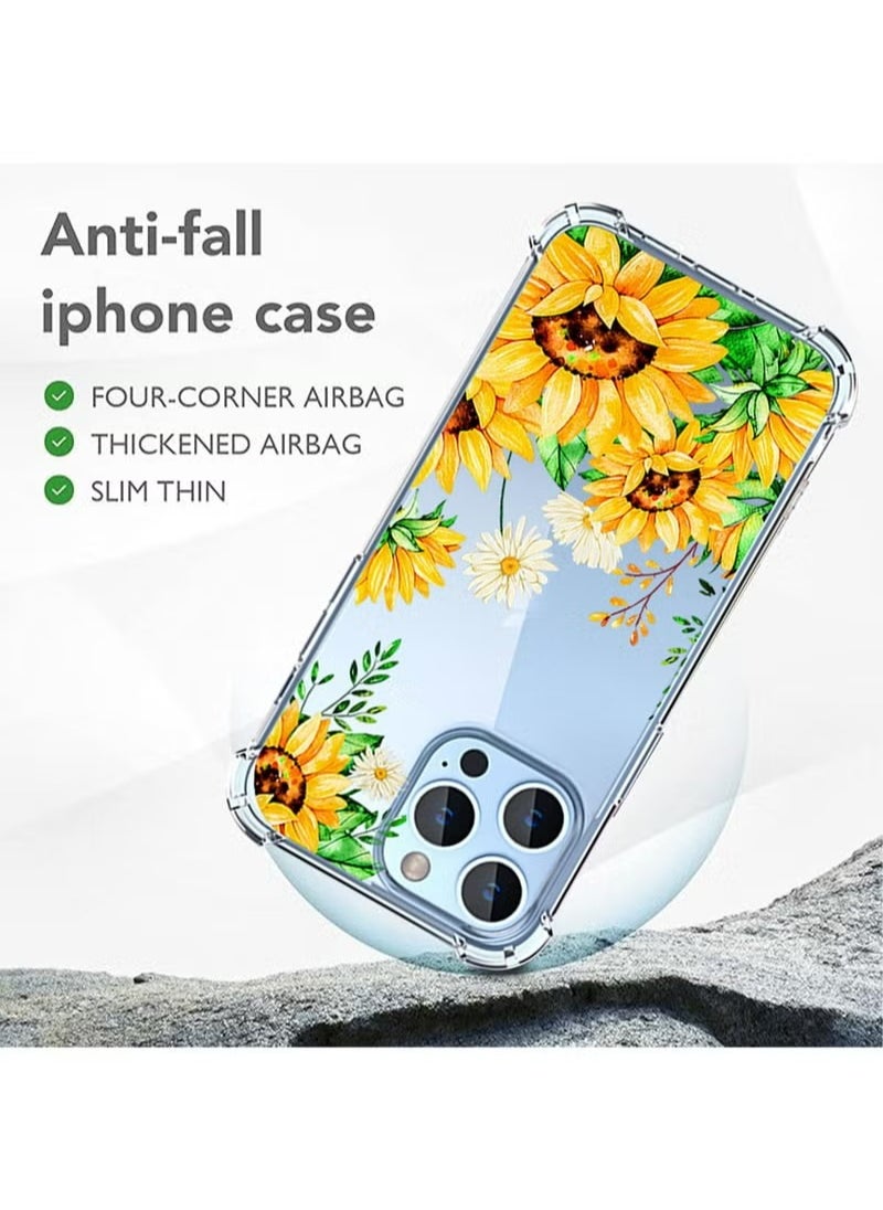 X-level iPhone 15 Pro Case Transparent Mobile Phone Back Flowers Pattern Four Corner Shockproof Protective Camera Protection Funtion With 1 Screen Film Tempered Glass Cover Protector For Women Girl  - Image 5