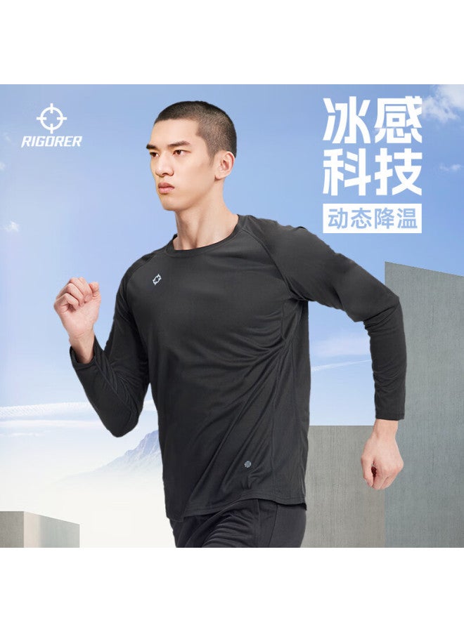 Rigorer Men's Running Sports Quick-dry Long Sleeve T-shirt Autumn Winter Training Fitness Breathable Sweat-absorbing