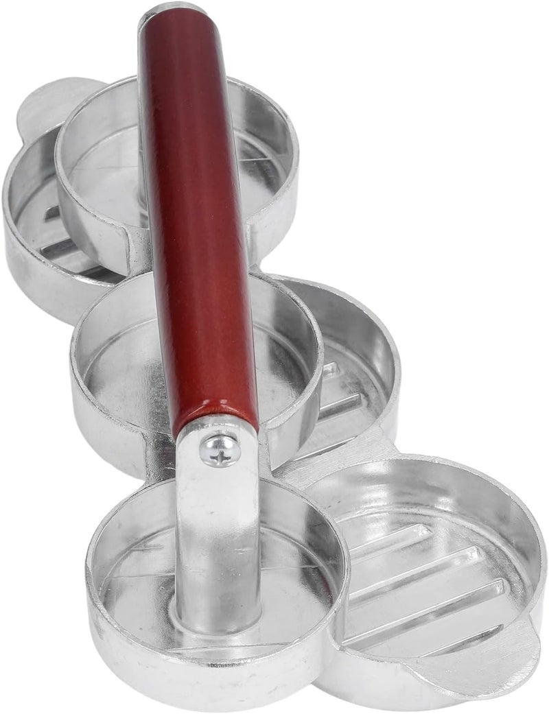 Yinhing Hamburger Press Patty Maker Burger Tool for Outdoor Picnic Camping and Barbecue Nonstick Duty Aluminum and Pine Wood Make Round Patties Easily - Image 1