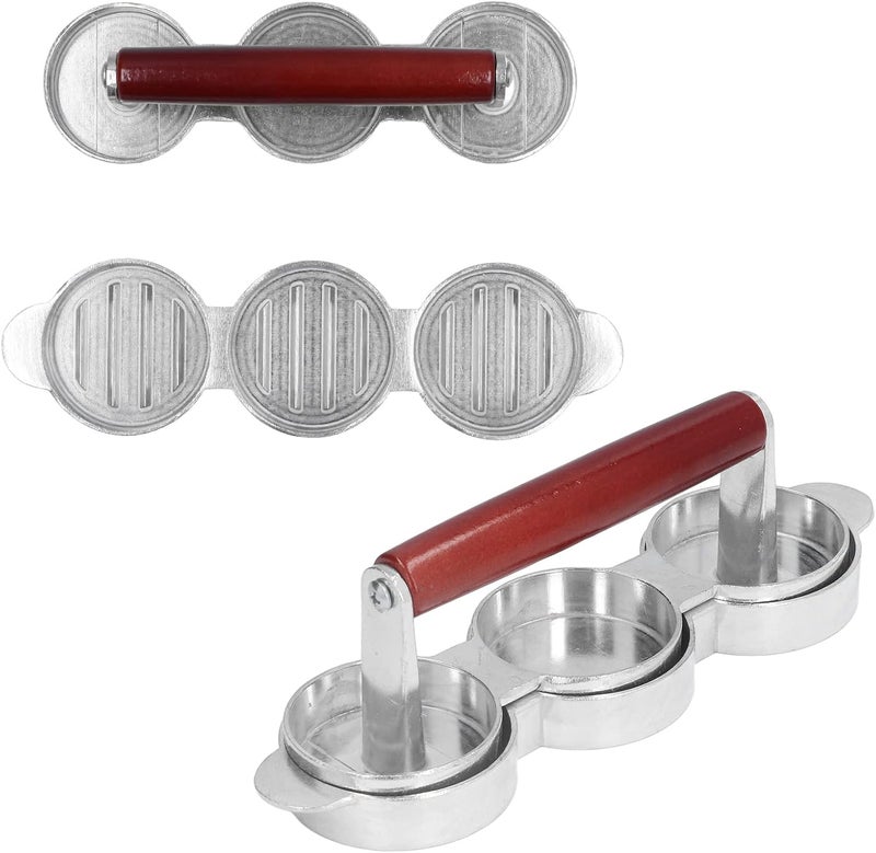 Yinhing Hamburger Press Patty Maker Burger Tool for Outdoor Picnic Camping and Barbecue Nonstick Duty Aluminum and Pine Wood Make Round Patties Easily - Image 4
