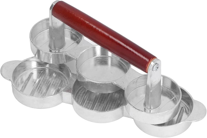 Yinhing Hamburger Press Patty Maker Burger Tool for Outdoor Picnic Camping and Barbecue Nonstick Duty Aluminum and Pine Wood Make Round Patties Easily - Image 5