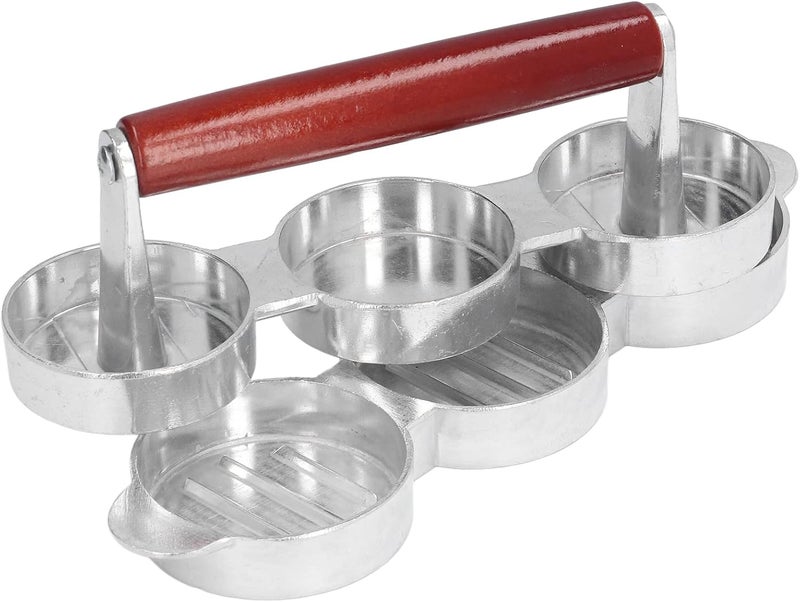 Yinhing Hamburger Press Patty Maker Burger Tool for Outdoor Picnic Camping and Barbecue Nonstick Duty Aluminum and Pine Wood Make Round Patties Easily - Image 2