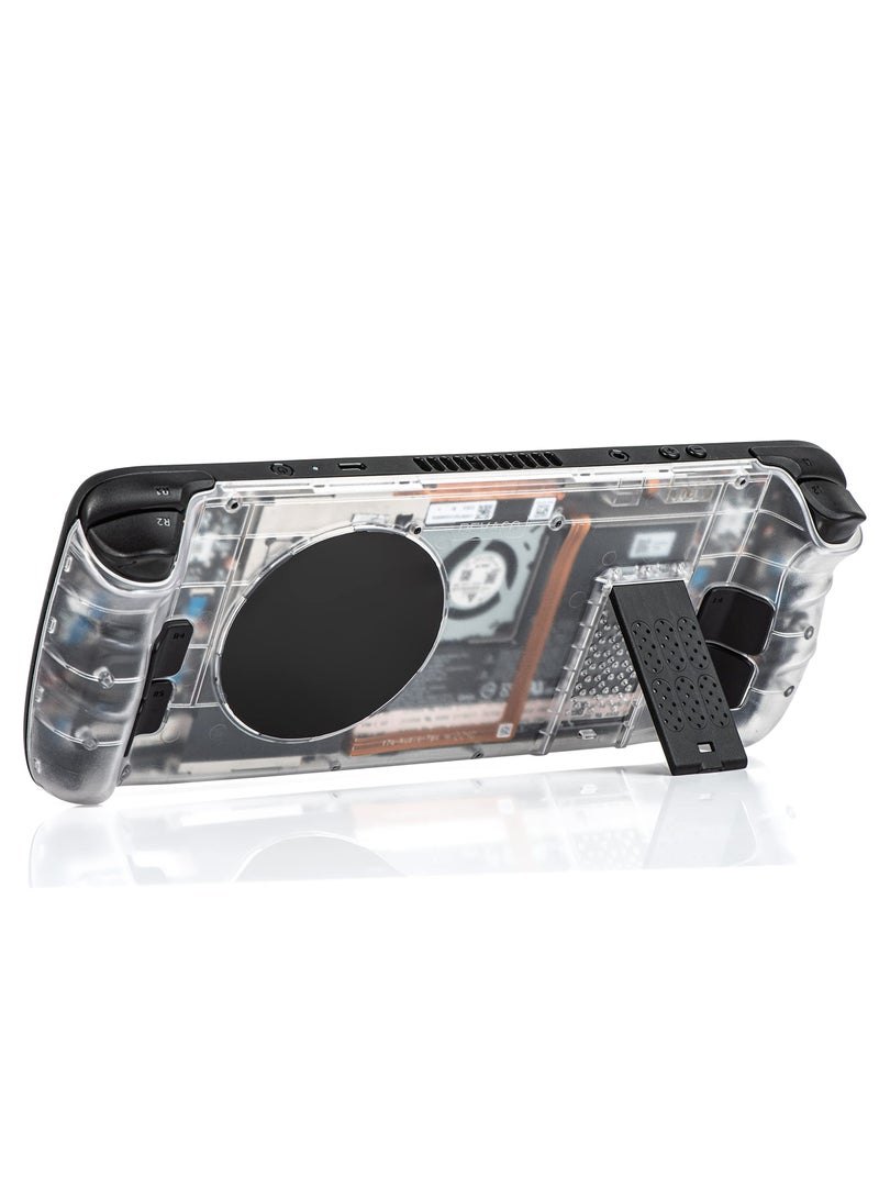 SYOSI Transparent Replacement Plate for Steam Deck, Clear Shell Case Set Back Plate with Integrated Stand Transparent Protective Case with Heat-Dissipationg Transparent Shell Case for Steam Deck - Image 1