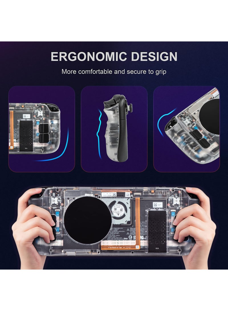 SYOSI Transparent Replacement Plate for Steam Deck, Clear Shell Case Set Back Plate with Integrated Stand Transparent Protective Case with Heat-Dissipationg Transparent Shell Case for Steam Deck - Image 5