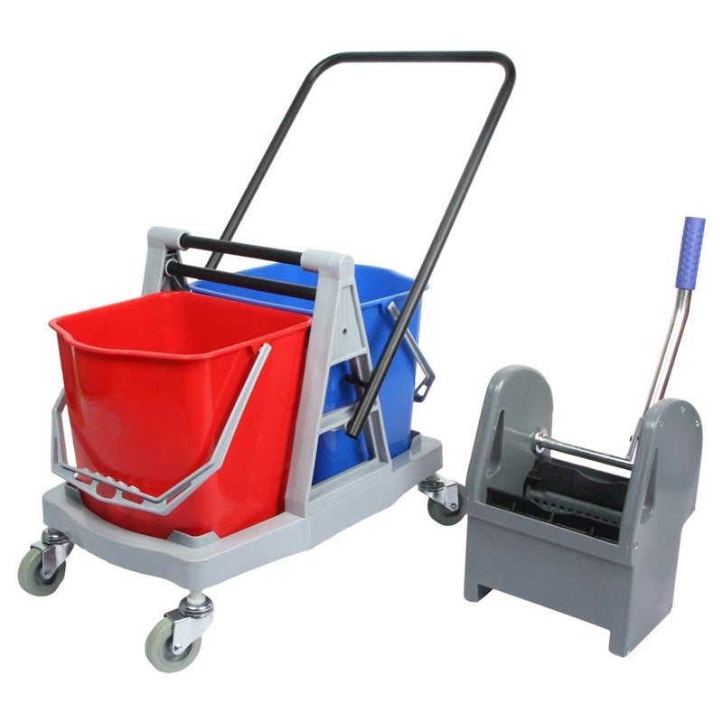 SHIVIS HDPE Plastic Bucket Mop Winger Trolley System For Hospital Cleaning Double Bucket Mop 40 Ltr Multicolor - Image 2