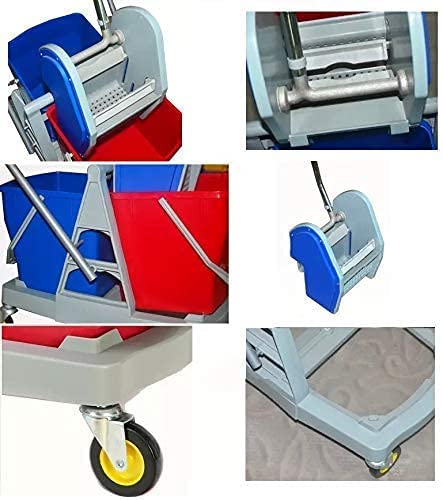 SHIVIS HDPE Plastic Bucket Mop Winger Trolley System For Hospital Cleaning Double Bucket Mop 40 Ltr Multicolor - Image 4