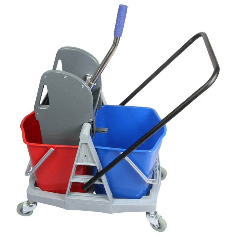 SHIVIS HDPE Plastic Bucket Mop Winger Trolley System For Hospital Cleaning Double Bucket Mop 40 Ltr Multicolor - Image 1