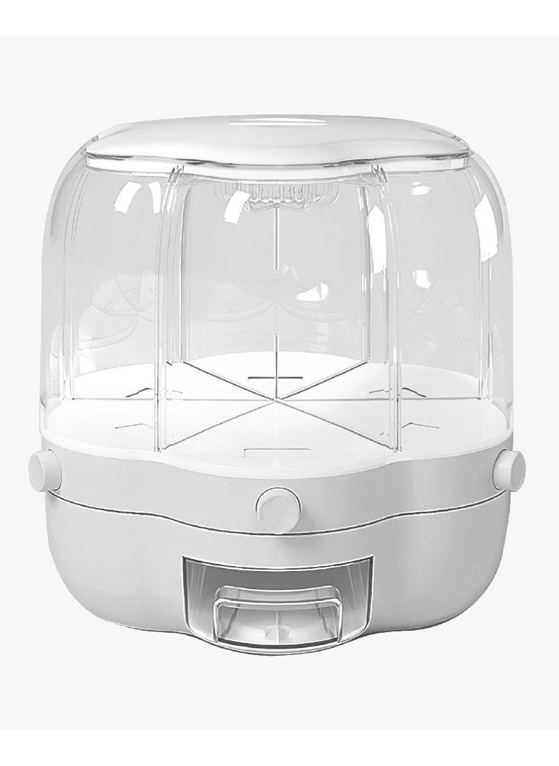 Denx Dinex Multifunctional Rotating Grain Storage Bucket, 6-Compartment Dry Food Container With 360° Rotation, Transparent Design And Moisture-Proof Storage For Rice, Grains, Nuts, Pasta, Dx2083 - Image 2