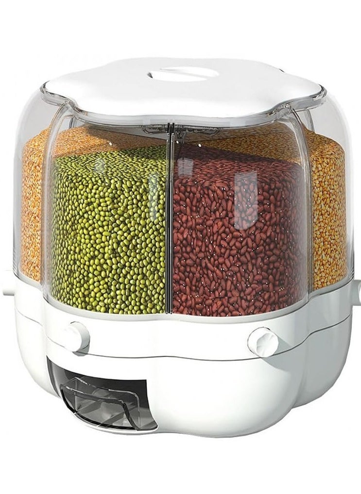 Denx Dinex Multifunctional Rotating Grain Storage Bucket, 6-Compartment Dry Food Container With 360° Rotation, Transparent Design And Moisture-Proof Storage For Rice, Grains, Nuts, Pasta, Dx2083 - Image 1
