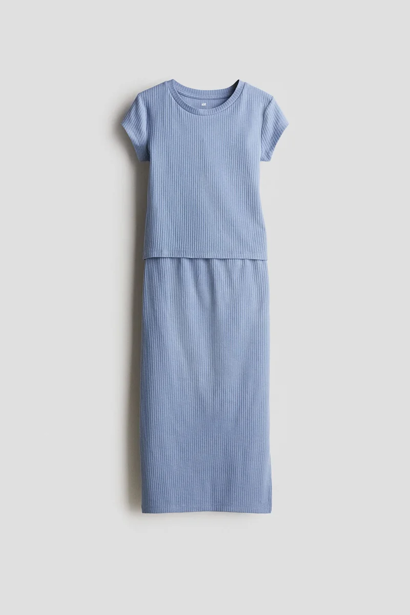 H&M 2-piece ribbed top and skirt set