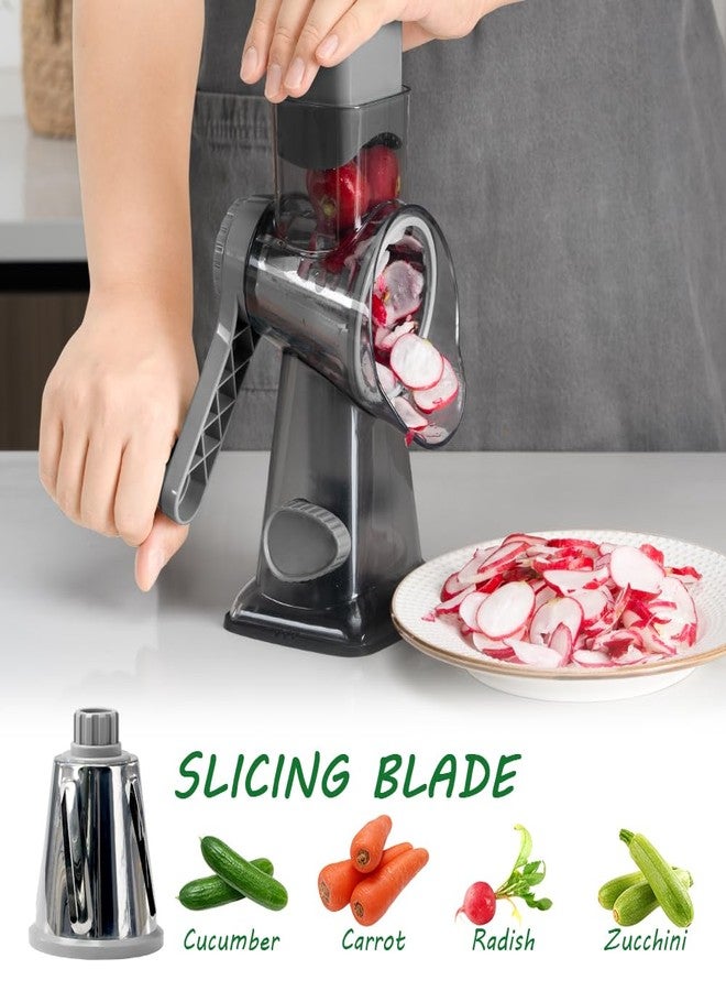 EDEFISY Cheese Grater Hand Crank Rotary Vegetables Shredder with Handle, 3-in-1 Graters with Interchangeable Blades and Strong Suction Base Multifunctional Slicer for Kitchen - Image 5