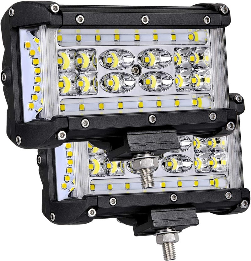 Muto-Beam Moso LED LED Pods, 5 inch Dually Sided Side Shooter Quad Row LED Fog Lights LED Spot Flood Combo Light Bar Waterproof Off Road Light LED Work Light for Truck UTV ATVs SUV Boat, 3 Years Warranty - Image 1