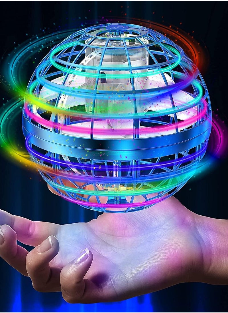 معرض الأعياد - لعبة الكرة الطائرة، كرة طائرة تدور 360 درجة يتم التحكم فيها يدويًا، ألعاب كرة طائرة سحرية LED وحدة تحكم صغيرة بدون طيار لعبة طائرة بوميرانج يطير سبينرز للأطفال والكبار في الأماكن المغلقة والخارجية 10.4 × 10.2 × 10.2 سم (أزرق) - Image 1