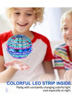 Festive Gallery Flying Ball Toy, Globe 360°Rotating Hand Controlled Flying Orb Ball Toys Magic Led Lights Controller Mini Drone Flying Toy Boomerang Fly Spinners for Kids Adults Indoor Outdoor 10.4x10.2x10.2cm (Blue)  - Image 4