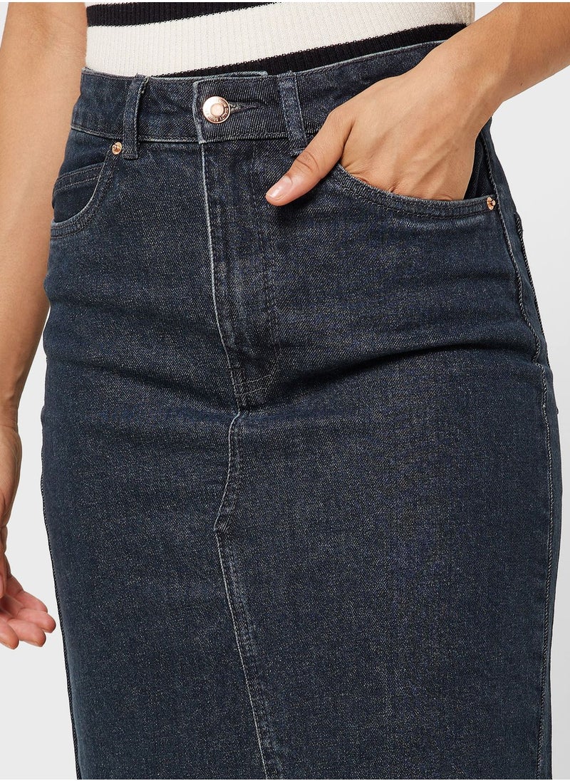 VERO MODA High Waist Front Slit Denim Skirt  - Image 3