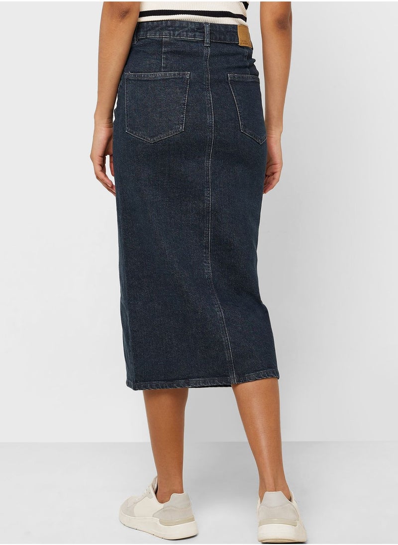 VERO MODA High Waist Front Slit Denim Skirt  - Image 2