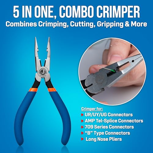 Jonard Tools Jonard JIC-22148 Combo Crimper Long Nose Plier, Assorted color, 6-7/8" Length - Image 2