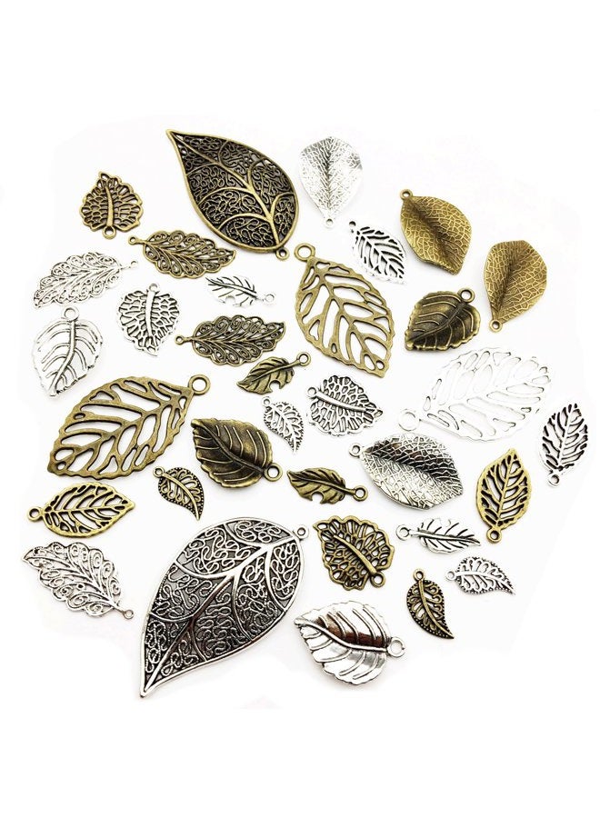 iloveDIYbeads 100g Craft Supplies Mixed Tree Leaves Pendants Beads Charms Pendants for Crafting Jewelry Findings Making Accessory For DIY Necklace Bracelet (Leaf Charms M91) - Image 1