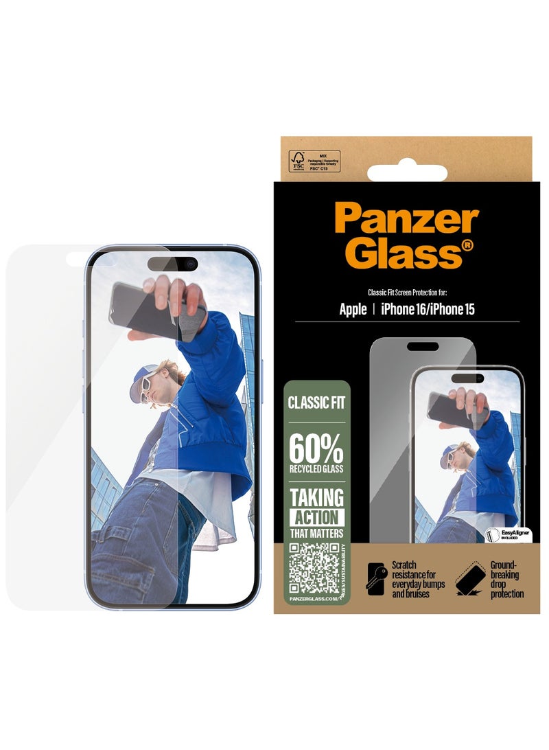 PanzerGlass حماية شاشة PanzerGlass® لجهاز iPhone 16 | تصميم كلاسيكي - Image 1