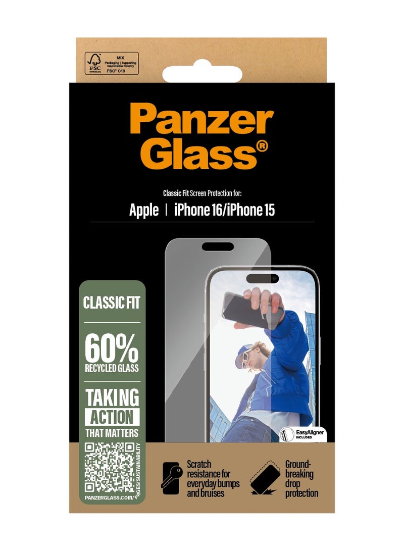 PanzerGlass حماية شاشة PanzerGlass® لجهاز iPhone 16 | تصميم كلاسيكي - Image 3