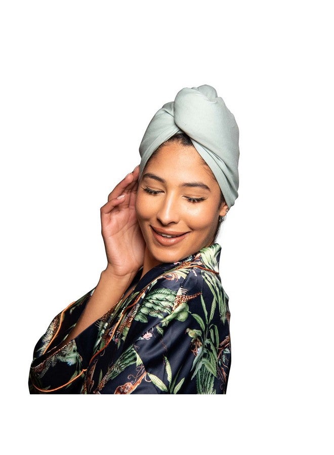 KISMETICS KISMETICS - Tee Shirt Drying Wrap, Frizz Free, Soft & Lightweight, Hair Drying Turban, Gentle Drying Towel Wrap with Button, for Long Hair (Sage) - Image 1