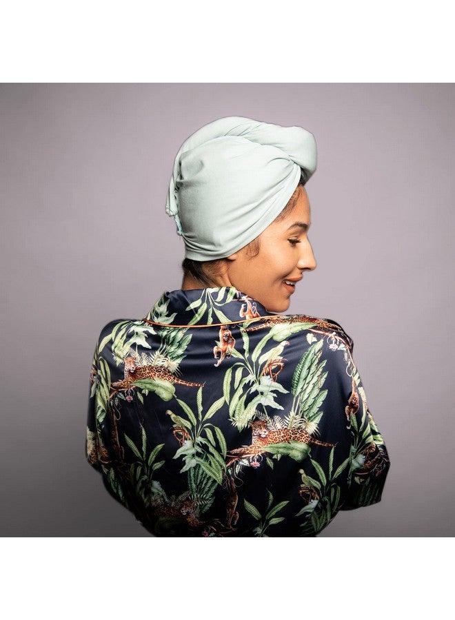 KISMETICS KISMETICS - Tee Shirt Drying Wrap, Frizz Free, Soft & Lightweight, Hair Drying Turban, Gentle Drying Towel Wrap with Button, for Long Hair (Sage) - Image 2