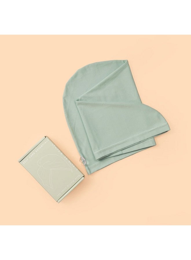 KISMETICS KISMETICS - Tee Shirt Drying Wrap, Frizz Free, Soft & Lightweight, Hair Drying Turban, Gentle Drying Towel Wrap with Button, for Long Hair (Sage) - Image 3