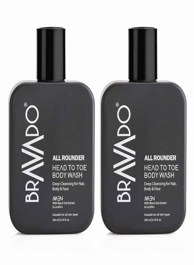 BRAVADO Head to Toe Body Wash (Pack of 2) Value Pack | All-in-One Hair Face & Body Cleanser for Men | Deep Cleansing Hydrating Shower Gel | 200ml Each - Image 1