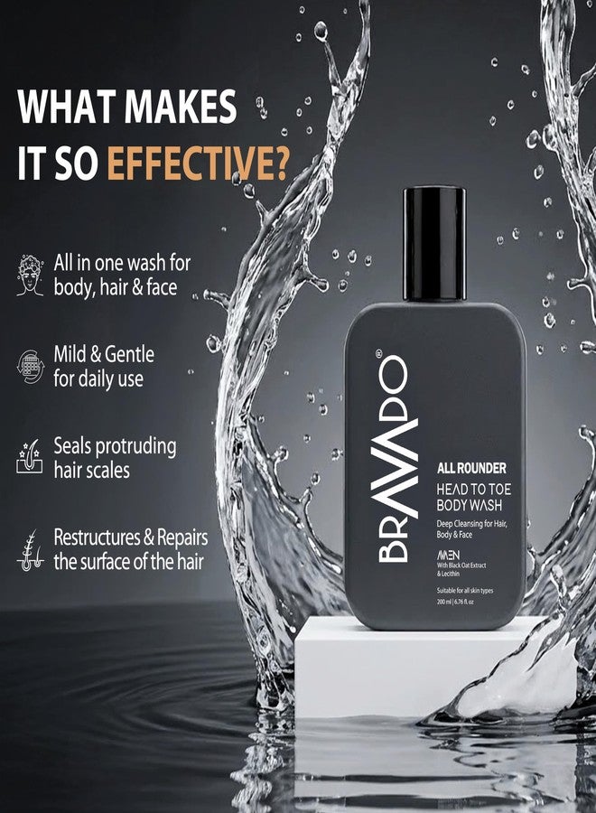 BRAVADO Head to Toe Body Wash (Pack of 2) Value Pack | All-in-One Hair Face & Body Cleanser for Men | Deep Cleansing Hydrating Shower Gel | 200ml Each - Image 3