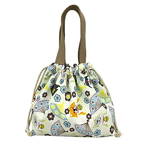 enyuwlcm Mini Lunch Tote Pouch Reusable Small Cute Lunch Bag with Drawstring Suitable for Girls Women Dog Beige - Image 1