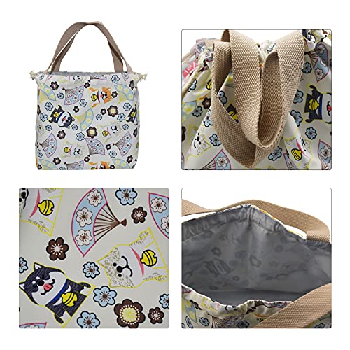 enyuwlcm Mini Lunch Tote Pouch Reusable Small Cute Lunch Bag with Drawstring Suitable for Girls Women Dog Beige - Image 4
