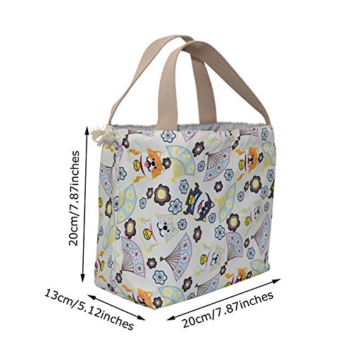 enyuwlcm Mini Lunch Tote Pouch Reusable Small Cute Lunch Bag with Drawstring Suitable for Girls Women Dog Beige - Image 2