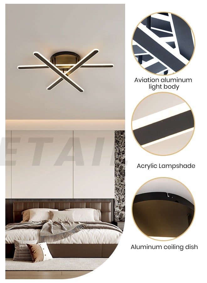 YATAI LIGHTING YATAI Modern Black LED Semi-Flush Ceiling Light, Remote-Controlled Dimmable 30–50W Fixture with 3000K–6000K Color Options, Acrylic Shade, for Bedroom, Living Room, Library,70cm - Image 4