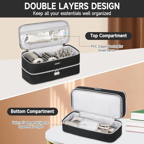 Jaffzora Carrying Case Fits for Shark Flexstyle & Hair Dryer, Travel Storage Bag Compatible with Dyson Supersonic Hair Dryer/Airwrap Styler and Attachments, Black(Bag Only) - Image 4