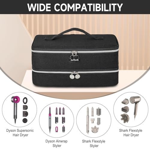 Jaffzora Carrying Case Fits for Shark Flexstyle & Hair Dryer, Travel Storage Bag Compatible with Dyson Supersonic Hair Dryer/Airwrap Styler and Attachments, Black(Bag Only) - Image 2