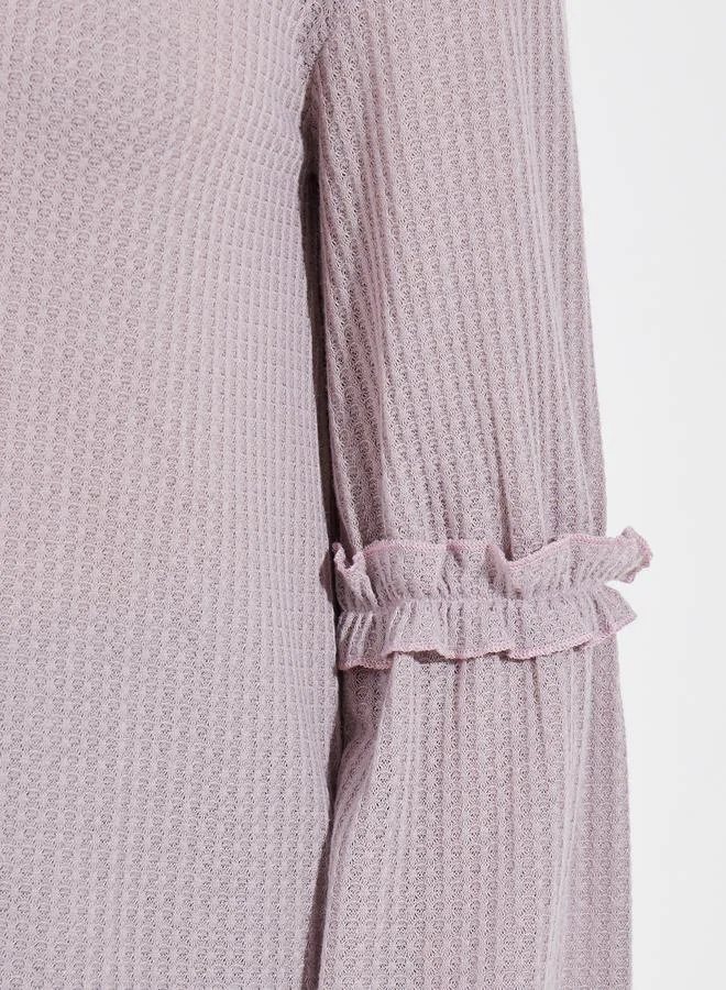 Take Two Ruffle Detail Rib Knit Top