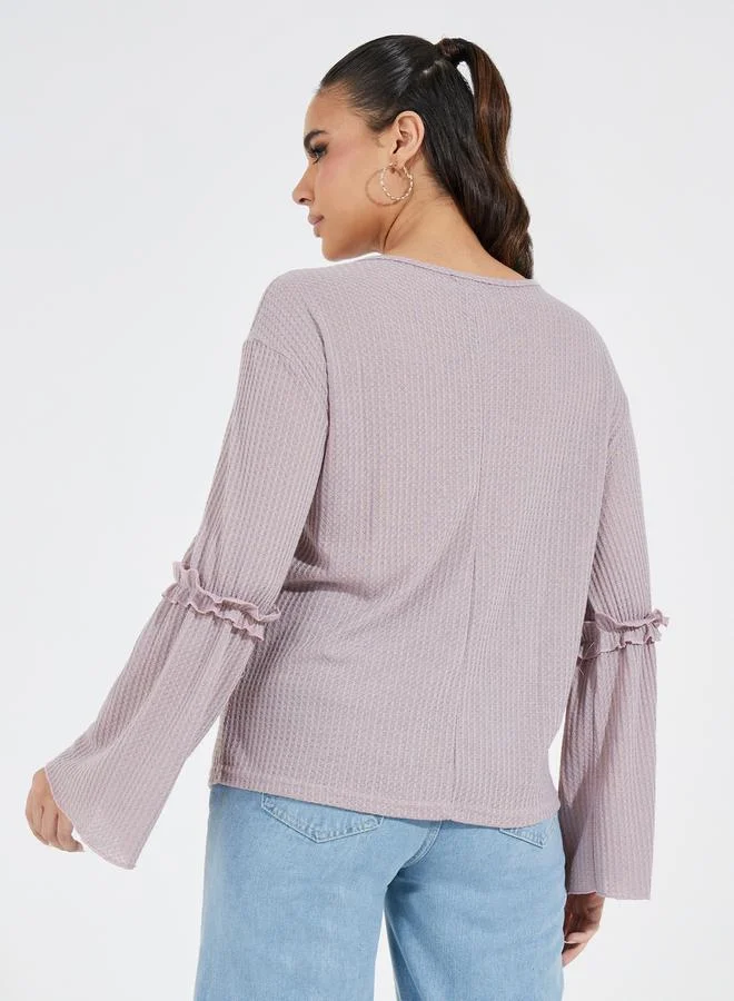 Take Two Ruffle Detail Rib Knit Top