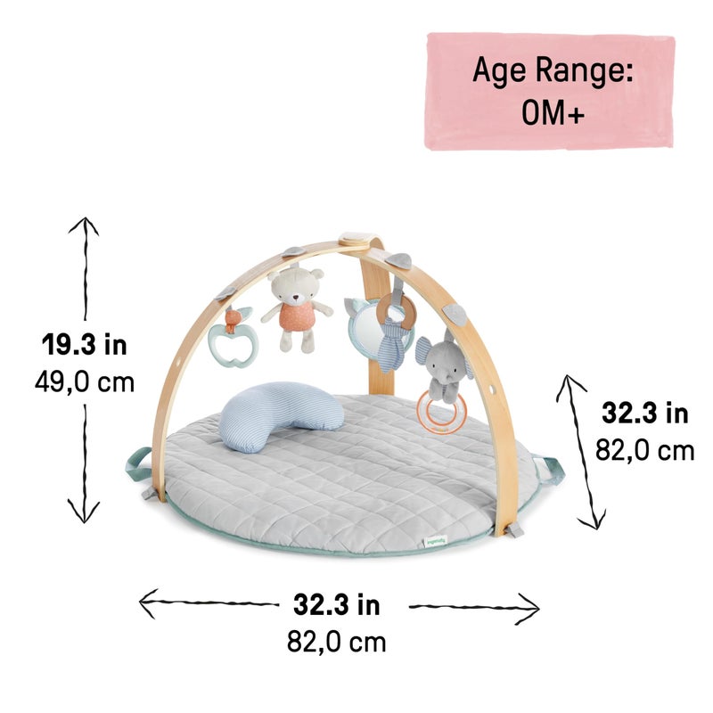 Ingenuity Cozy Spot Reversible Duvet Activity Gym & Play Mat with Wooden Toy bar - Loamy, Newborn and up - Image 3