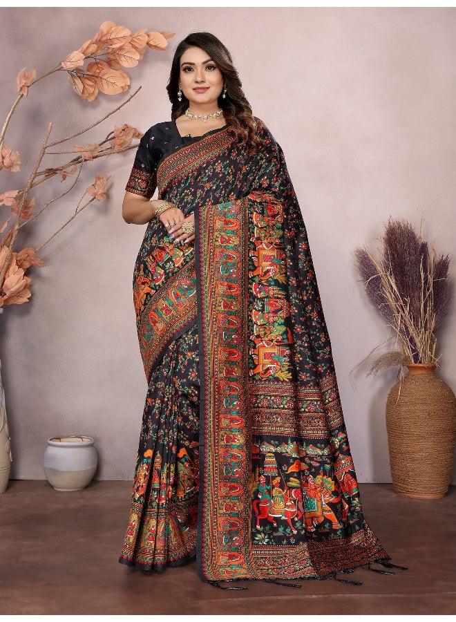 Jhambthreads Women Banarasi Silk Sarees With Unstitched Blouse - Image 1