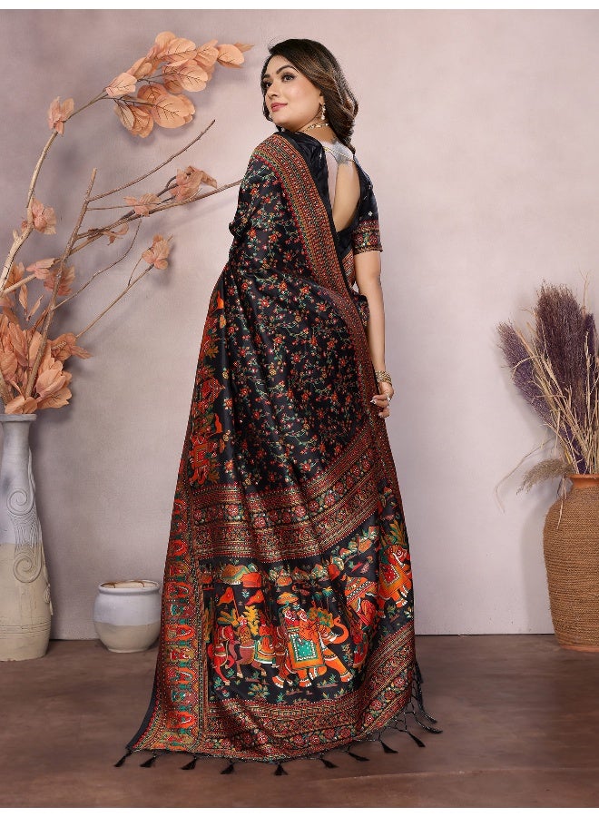 Jhambthreads Women Banarasi Silk Sarees With Unstitched Blouse - Image 2