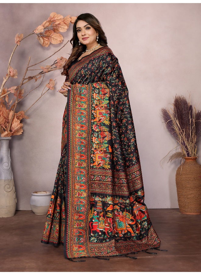 Jhambthreads Women Banarasi Silk Sarees With Unstitched Blouse - Image 3