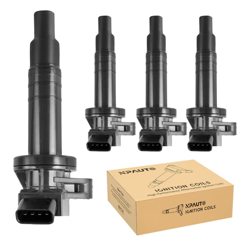 حزمة بواجي الإشعال NPAUTO متوافقة مع محرك 1ZZFE L4 1.8L 2000-2008 تويوتا كورولا 2000-2005 سيلكا GT 2003-2008 ماتريكس 2000-2005 MR2 سبايدر بونتياك فايب 2000-2002 بريزم حزمة من 4