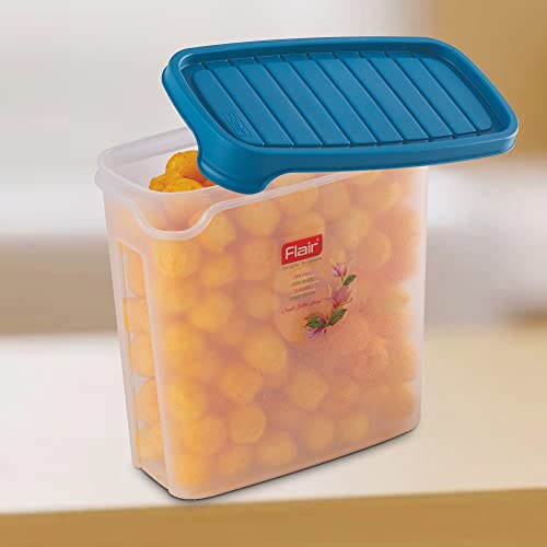 FLAIR Plastic Smart Rectangle Dry Storage Container 2000 ML Blue (SET OF 3), Modular Kitchen, for Flour, Cereals, Snacks, Stackable, BPA Free - Image 5