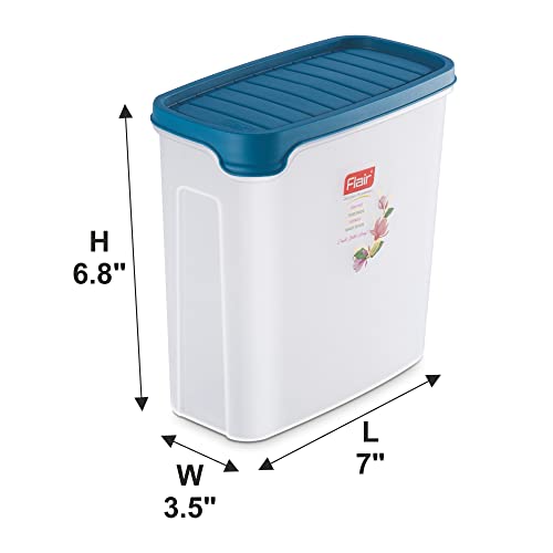 FLAIR Plastic Smart Rectangle Dry Storage Container 2000 ML Blue (SET OF 3), Modular Kitchen, for Flour, Cereals, Snacks, Stackable, BPA Free - Image 3