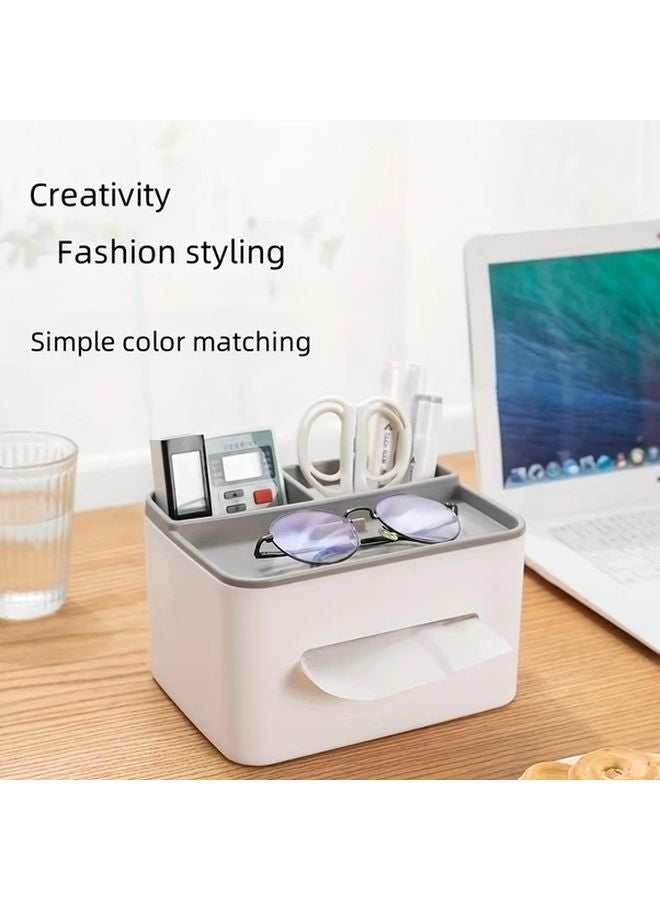 حامل علبة المناديل الرمادي متعدد الوظائف حامل تخزين جهاز التحكم عن بعد للمنزل والسيارة - Image 5