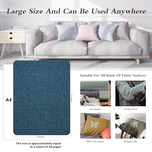 KING MOUNTAIN Coarse Linen Repair Patches, Self-Adhesive Linen Fabric Patches, 8X11 inch Extra Size, Multi Color, Can be Used for Linen Sofa Repair (8" x 11",Dark Blue) - Image 4