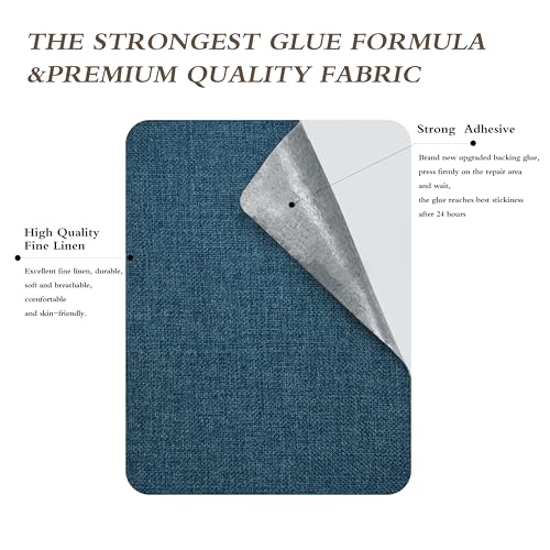 KING MOUNTAIN Coarse Linen Repair Patches, Self-Adhesive Linen Fabric Patches, 8X11 inch Extra Size, Multi Color, Can be Used for Linen Sofa Repair (8" x 11",Dark Blue) - Image 2