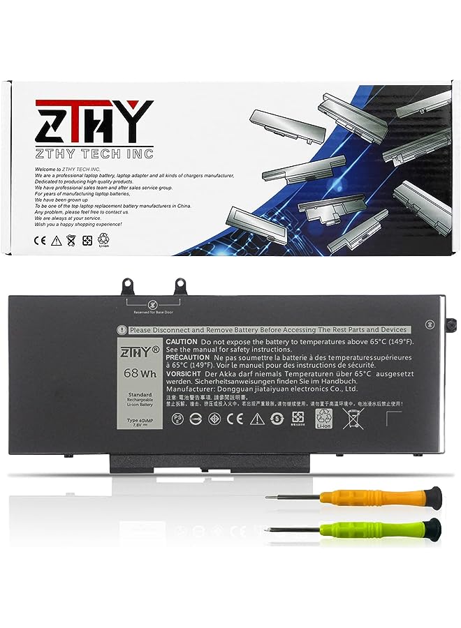 ZTHY 7.6V 68Wh 4Gvmp Laptop Battery Replacement For Dell Latitude 5400 5500 Precision 3540 3550 Inspiron 7590/7591/7791 2-In-1 Series Rf7Wm X77Xy C5Gv2 9Jryt Mcv1G 1V1Xf R8D7N 4-Cell - Image 1